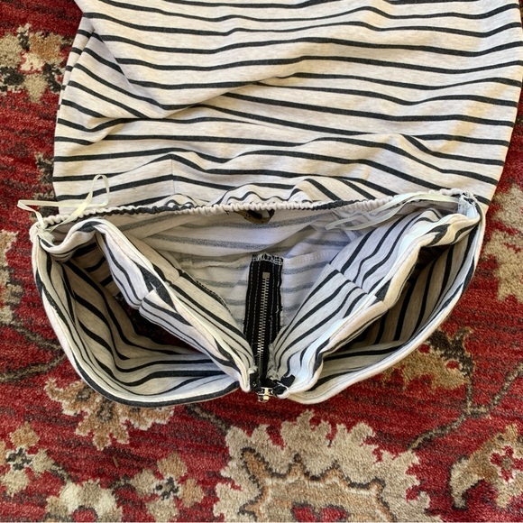 cream grey striped knit fitted mini dress from Australia - Picture 12 of 16